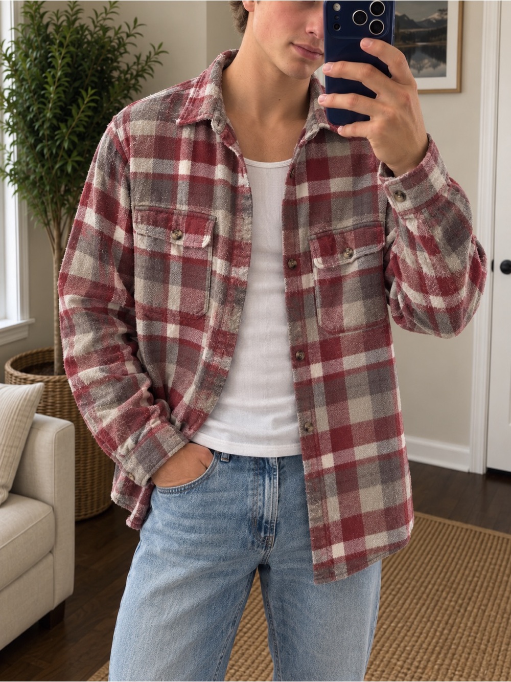 Abercrombie & Fitch Men’s Shirt XS Red Plaid 90’s Oversized